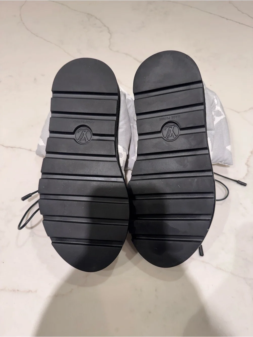 Louis Vuitton White Quilted Monogram Booties with Black Details